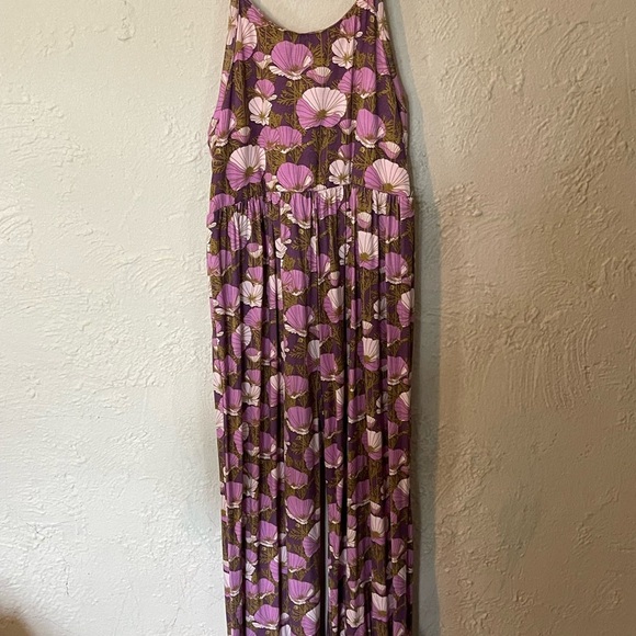 Kate Quinn Purple and Brown Floral Maxi Wide Leg Jumpsuit - Picture 5 of 6